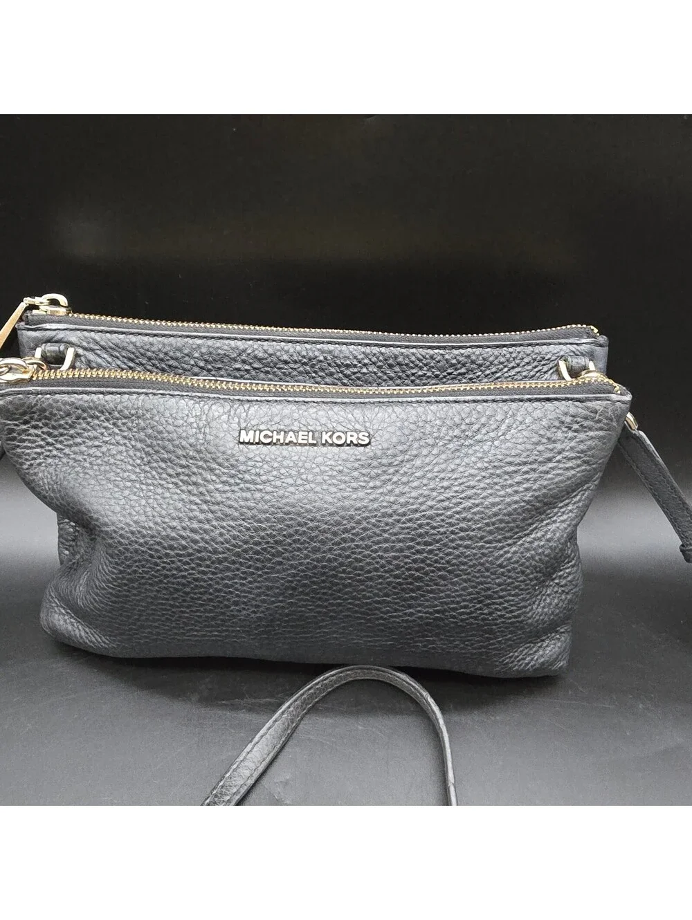 Michael Kors Trisha Medium Pebbled Leather Triple Compartment Crossbody Bag